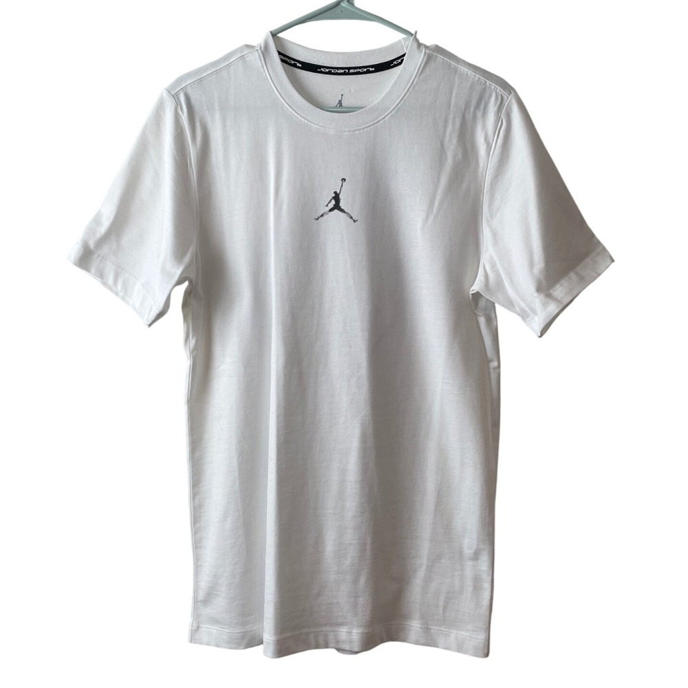 Jordan Sport Dri-FIT T-Shirt Mens XS White Abstract Back Graphic Tee Jumpman Y2k